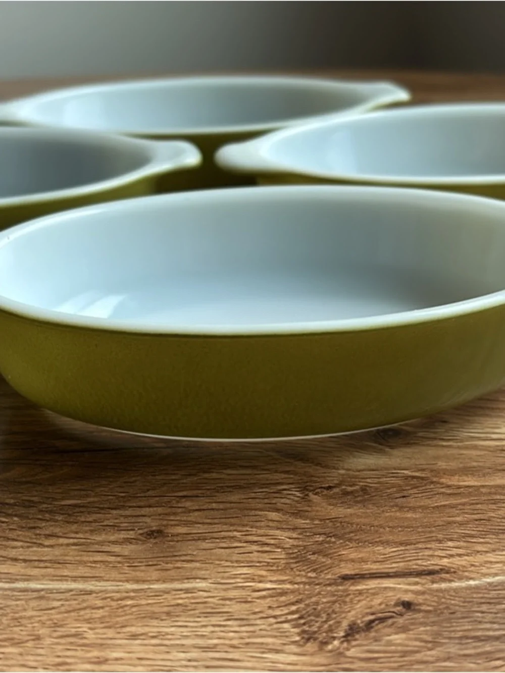 Vintage Pyrex 700 Avocado Green 10 oz Oval Casserole Dishes - Set of 4